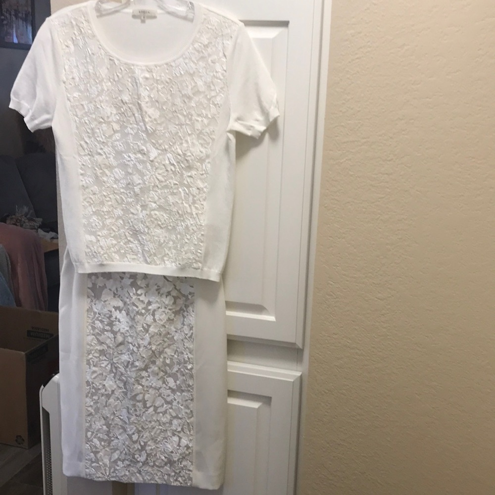 White Lace-Front Skirt Set